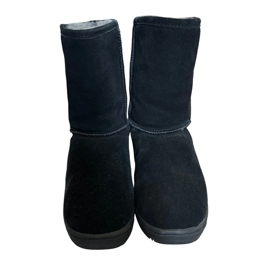 Rj's Fuzzies Black Sheepskin Boots Sz 6 Sherpa lined Genuine Suede Winter‎ Cozy